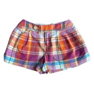 Ralph Lauren Pink, Orange, & Turquoise Plaid Girls Shorts Size 8